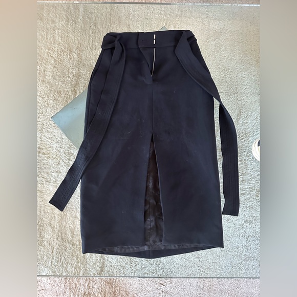 Wilfred lined wool midi skirt slit black XXS belted - Picture 5 of 6